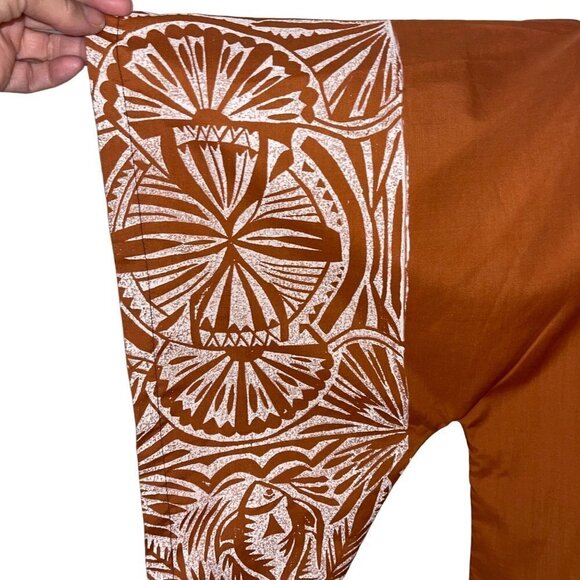 Vintage Womens Dress Size Large Brown Maxi Dramatic Sleeve Caftan Hawaiian - Picture 3 of 10